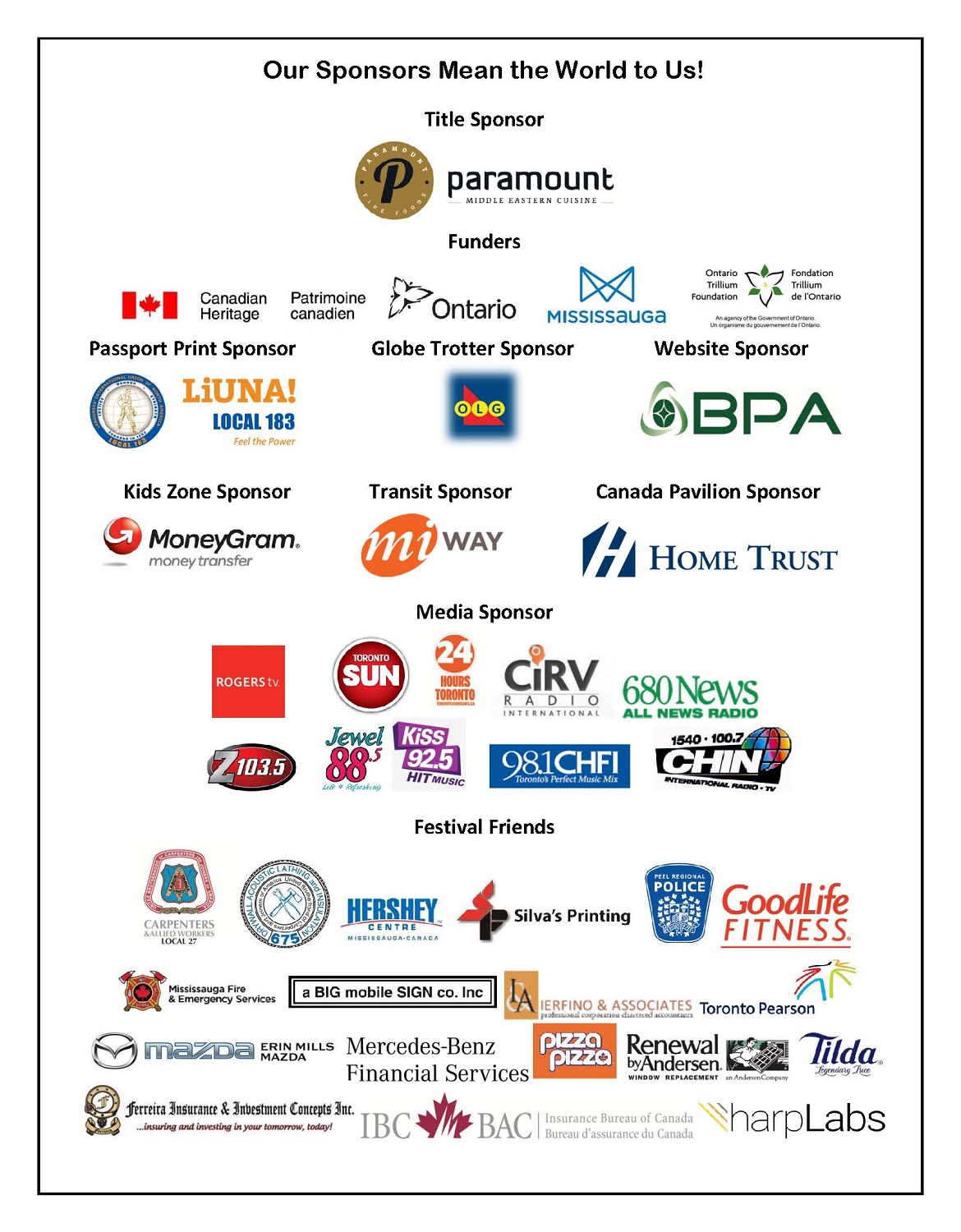 Sponsors | Carassauga Festival